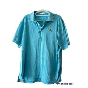PETER MILLAR SUMMER COMFORT •Men M• Turquoise Blue Polo Shirt Baltusrol NJ Golf